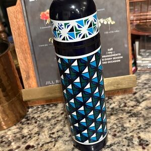 Tory Burch Blue Geometric Thermos